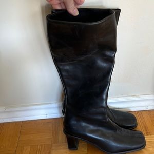 High boots black genuine leather size 9 Italy